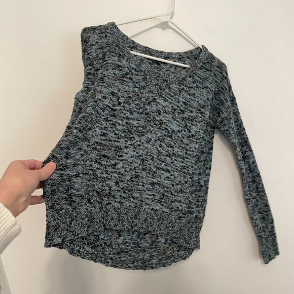 AMERICAN EAGLE Fireside Marled Sweater Blue Navy Blue Gold Metallic Cotton Small - Picture 11 of 16